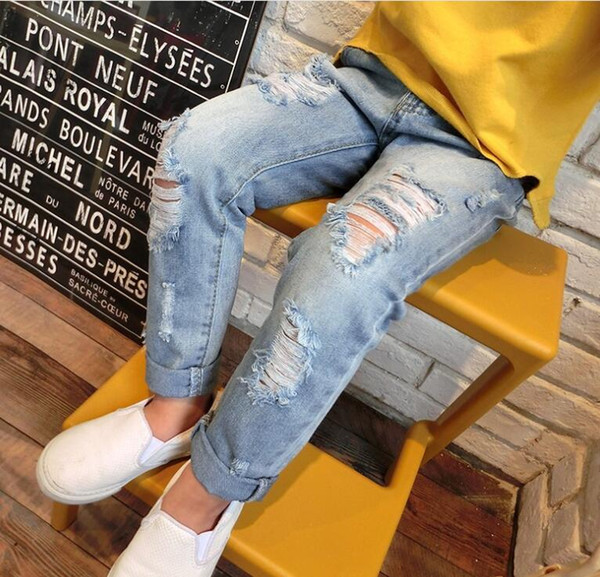 ins hot sale new design baby girl summer denim pants children long boutique bottom pant fashion little girl bottoms