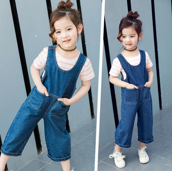 ins hot sale new design baby girl summer denim pants kids rompers boutique zipper fly cute clothing