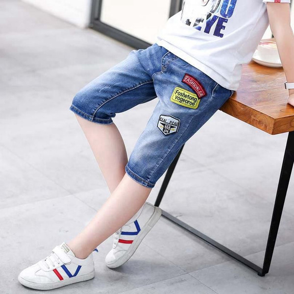 Children Jeans Mid lenght shorts for boys soft denim summer beach shorts bottom clothes for girl pants cotton shorts 110-160cm