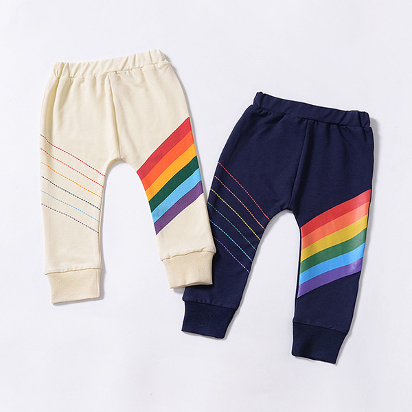 Children girls boys rainbow Leggings pants spring autumn baby print Trousers fashion Boutique kids clothing C5707