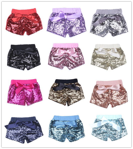 Baby Girls Sequins Shorts Pants Casual Pants Fashion Infant Glitter Bling Dance Boutique Bow Princess Shorts Kids Clothes 14 color KTS05