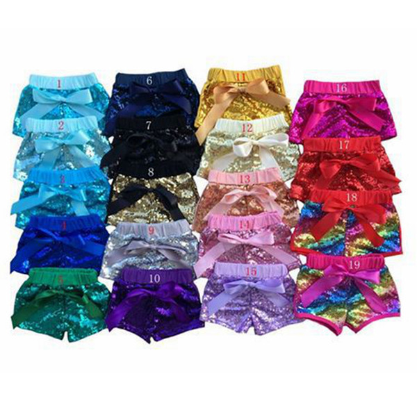 Baby Girls Sequins Shorts Pants Fashion Casual Pants Infant Glitter Bling Dance Boutique Bow Princess Shorts 20 colors RRA847