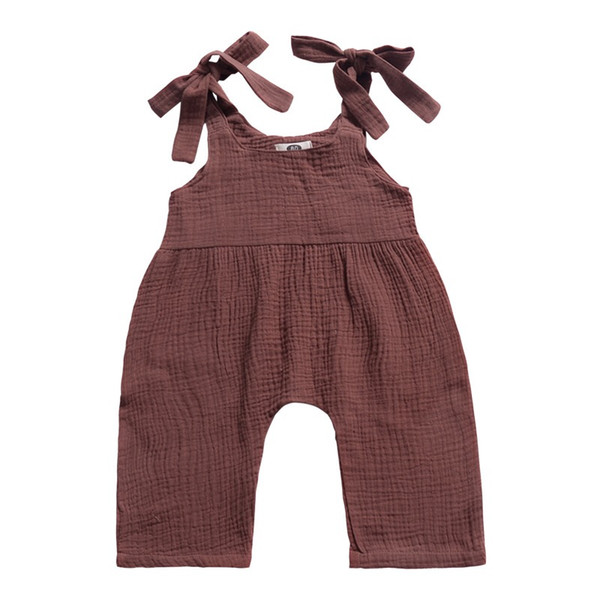 INS Must-have Baby Girls Overalls Pants Kids Girls Rompers Pants Brown Gray Solid Toddler Outfits Sleeveless Belt Baby Girls Boys Bib Pants