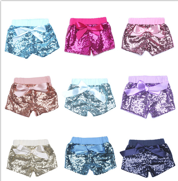 Baby Sequins Summer Glitter Pants Glow Bowknot Shorts Fashion Boutique Shorts Girls Satin Bowknot Shorts Sequins Trousers