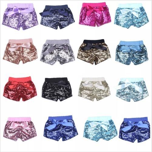 Baby Sequins Shorts Summer Glitter Pants Girls Bling Dance Party Shorts Sequins Costume Glow Bowknot Trousers Fashion Boutique Shorts B2250