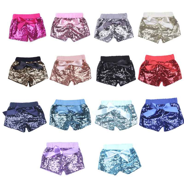 Toddler baby sequins shorts for summer girls satin bowknot short pants kids boutique shorts childrens candy trouser