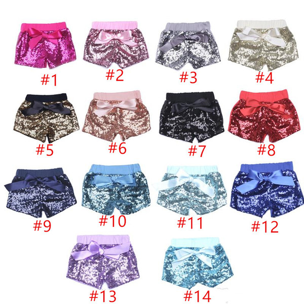 Toddler baby sequins shorts for summer girls satin bowknot short pants kids boutique shorts childrens candy trouser epacket free