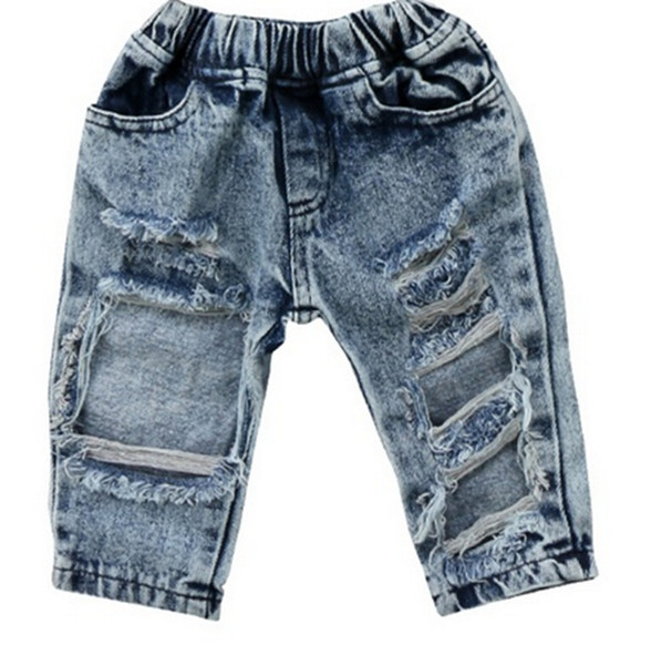 Toddler Kids Child Girls Fashion Denim Pants Stretch Elastic Trousers Jeans Ripped Hole Clothes Baby Girl 1-5T