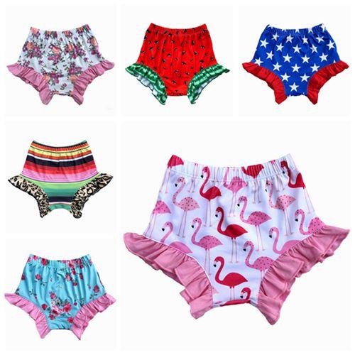 2019 baby girls shorts 4th of july bloomers newborn ruffle pp pants flamingo floral diaper covers little girls clothing toddler clothes new