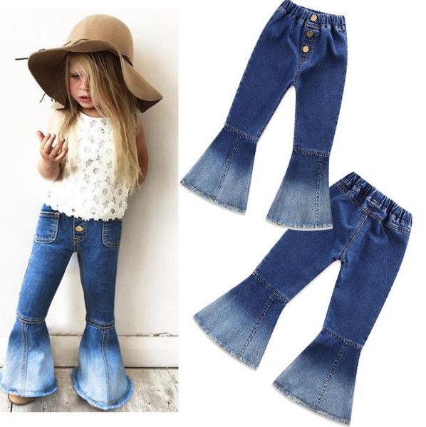 Children Flare pants INS boot cut pant Denim Trousers girls Flare pants kids jeans Boutique clothing 5 styles B11B11