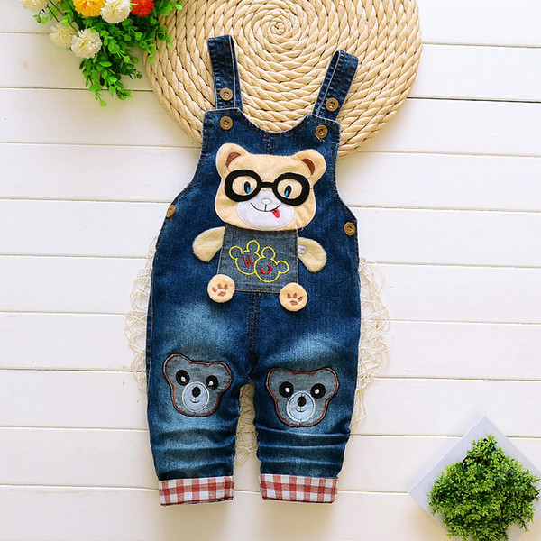 good quality 2019 baby boys overalls cartoon spring jumpsuits for infant boys new denim trousers for toddler boys pants jeans