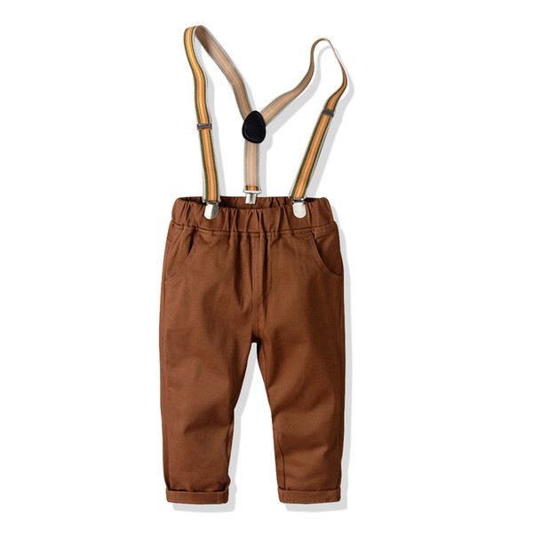 Sweet Kids Boys Cotton Overall Pants Candy Yellow Brown Color Spring Summer Autumn Fashion Clothes