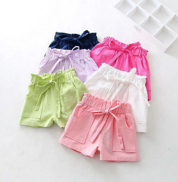 Baby girls shorts Candy Color children short pants cotton linen kids shorts summer girls clothes kids clothing 6 colors YW2764