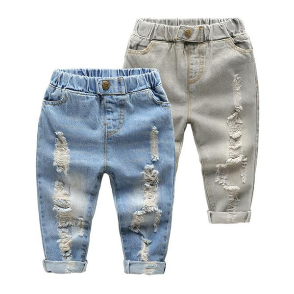 2019 Children's clothing Jeans new child pants boy Broken hole jeans spring and autumn cotton baby Kids Trousers For 2-6 years baby