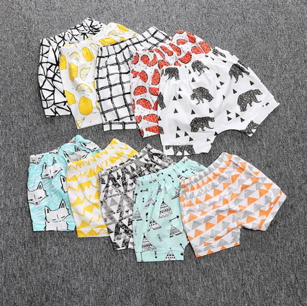 20 Design Kids INS Pants Summer Geometric Animal Print Baby Shorts boys girls Pants Brand Cotton Baby toddler Clothing PP Pants Harem Shorts