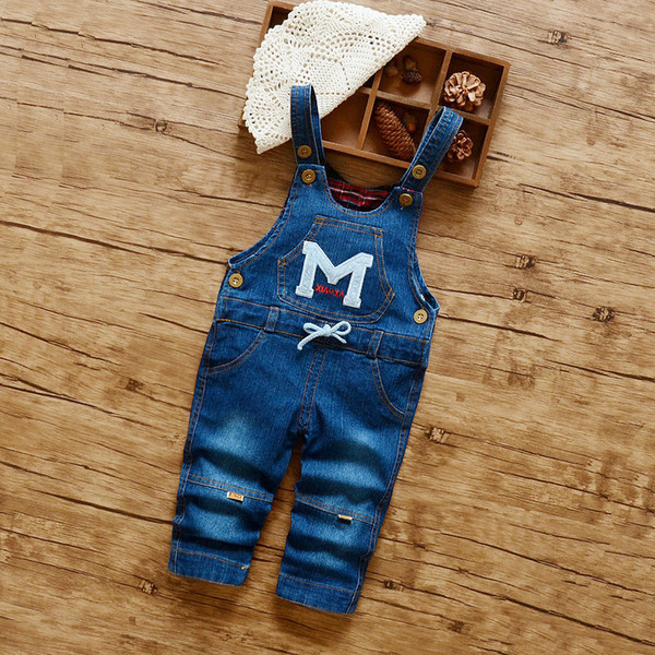 good quality Spring Autumn Toddler Baby Strap Bib Denim Trousers Children Unisex Cotton M Pattern Suspenders Jeans Kid Overall Pants