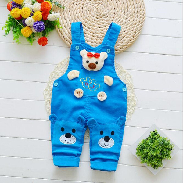 good quality 2019 newborn baby boys bear overalls spring autumn infant bib jumpsuits pants boys clothing strap trousers casual pants