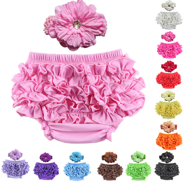 12 colors baby bloomer PP pants cotton lace with headbands lace baby bloomer shorts kids climb clothes NC037