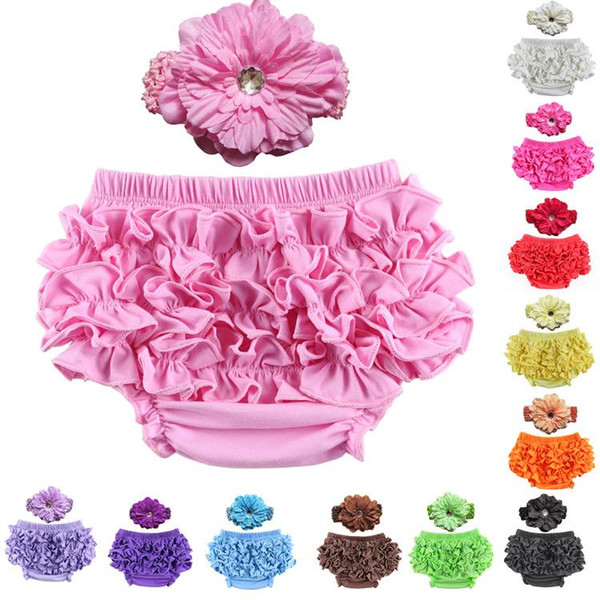 12 color baby bloomer PP pants cotton lace with hair accessory lace baby bloomer kids cloth Climb clothes