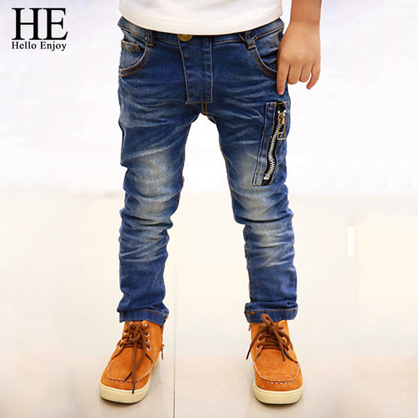 HE Hello Enjoy Boys Jeans Pants 2018 Fashion Boys Jeans For Spring Autumn Children's Denim Trousers Kids Dark Blue Designed Pant