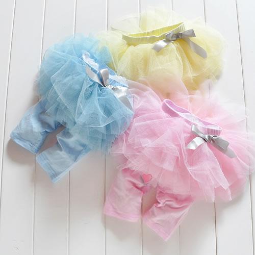 Summer Baby Girl's TUTU Skirt Short Pants Kids Cute Bow Gauze Cake Middle Leggings Pant Blue Pink Yellow 3 Color 4Pc/Lot