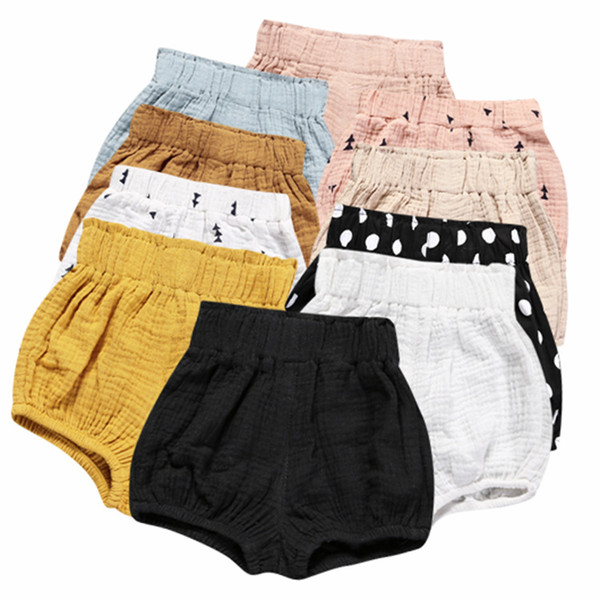 INS Baby Boys Girls PP Pants Summer Triangular Bread Pants Shorts Kids Stripe Dot Cotton and Linen Bloomers 12 Colors