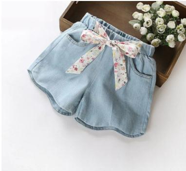 Children's Cowboy shorts 2019 Summer new color pattern float with white gauze personality after pocket pants tide0337