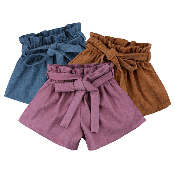 baby girls clothes Corduroy Bow Shorts Children Ruffle PP Pants Kids INS Shorts 2019 Summer Bread Shorts 3 Colors BY1001