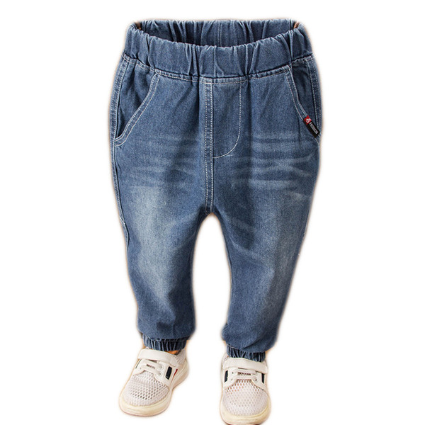 Fashion New boys blue jeans baby boy solid long denim pants kids cotton trousers free shipping