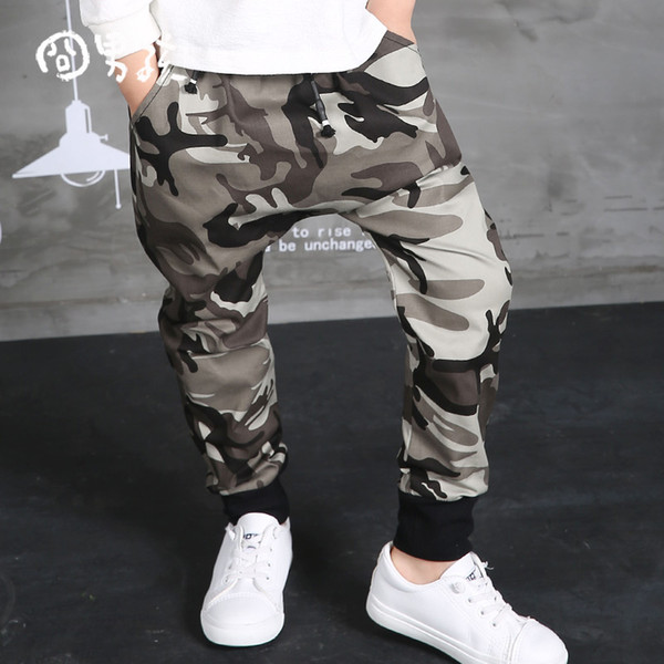 WENDYWU 2017 NEW Autumn Clothing Hip Hop Dance Harem Black camouflage Leisure Sports Pants kids Boys Big Crotch stripe Pants