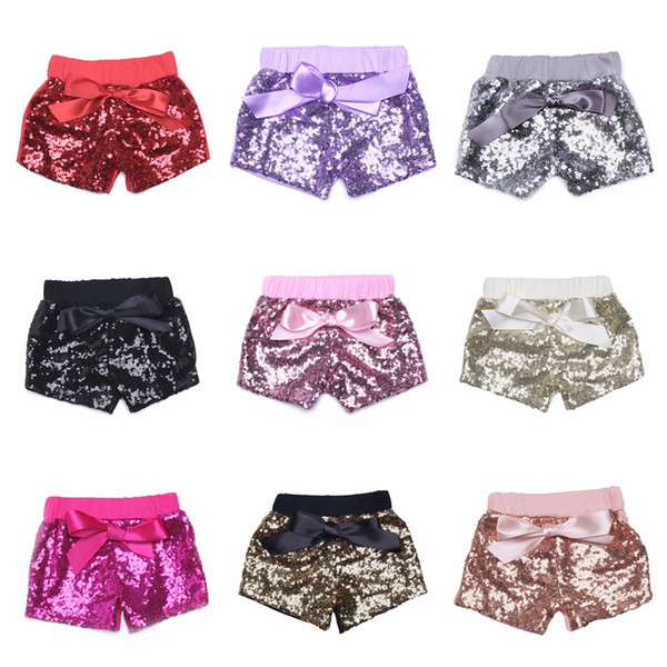 Baby Sequins Shorts Infant Glitter Pants Bling Dance Shorts Casual Fashion Pants Boutique Bow Princess Shorts Kids Sequin pant 20pcs