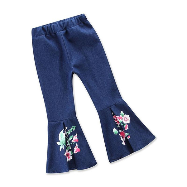 2018 Europe and the United States ins the new children's clothing Panty embroidery flower cowboy flares