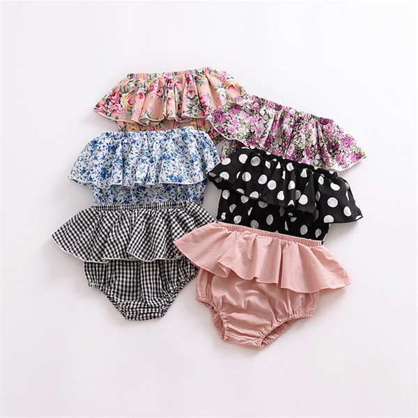 Cute Baby Girls Short Pants Layers Ruffled Newborn Bloomer Flora printing Shorts Kids Diaper Covers PP Short Baby Accessory