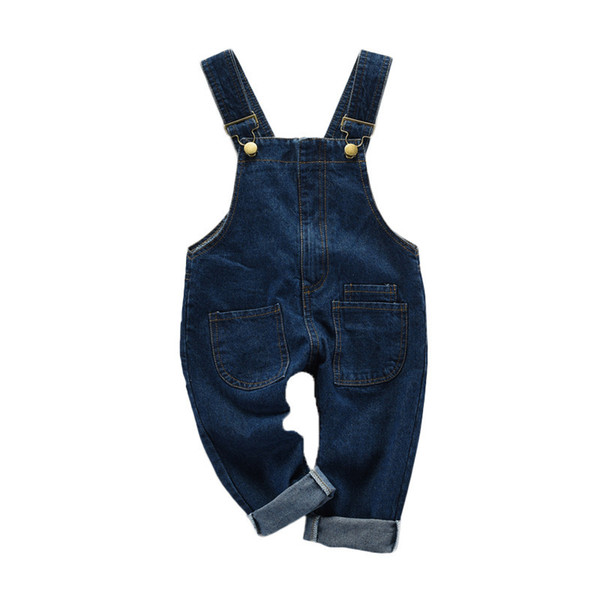 2019 New Summer Children's Overalls For Girls Denim Blue Solid Jumpsuit Pants Fashion Kids Baby Girls Overall Clothing 4ov025
