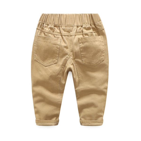 quality 2019 kids boys spring trousers solid stretchy loose elastic pants children autumn full cotton pocket new clothing