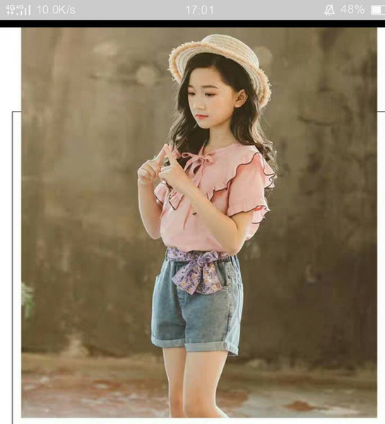 Girls'Summer Dress 2019 New Kids' Korean Short-sleeved Shirt Little Girls'Princess Yangqi Shirt pullet foreign flavour sweet