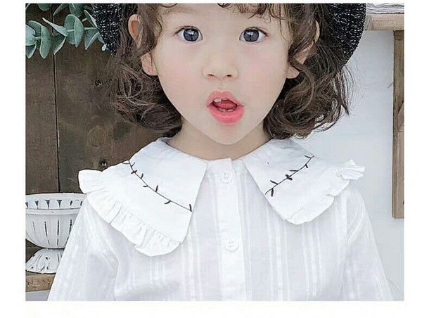 Girl's shirt, spring fashion, 12 months-7 baby's dress, long sleeve girl's doll, white shirt trend, 2019