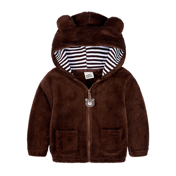 Hooyi Baby Boys Girls Winter Thick Coat Fleece Hooded Jacket Bear Ear Zipper Cardigan Snowsuit Newborn Cute Hoodies Overalls Warm Sweatshirt