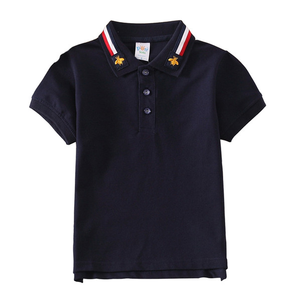 2019 New Boys 6 color summer Cotton Fashion clothing Striped Short Shirt Children Kids Boys Turn-down Collar Shirts