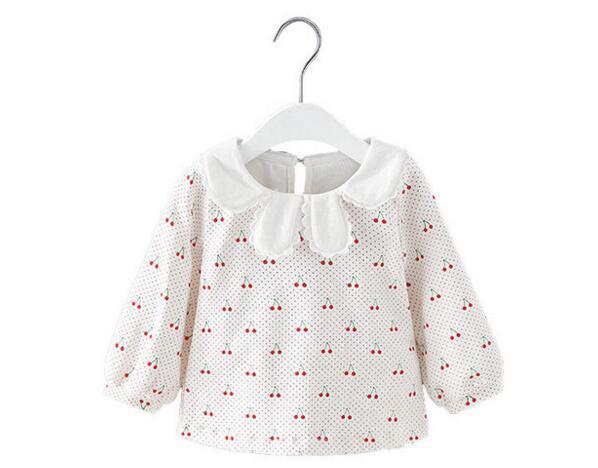 2019 In the fall fashion children The girl cherry pattern Long sleeve T-shirt