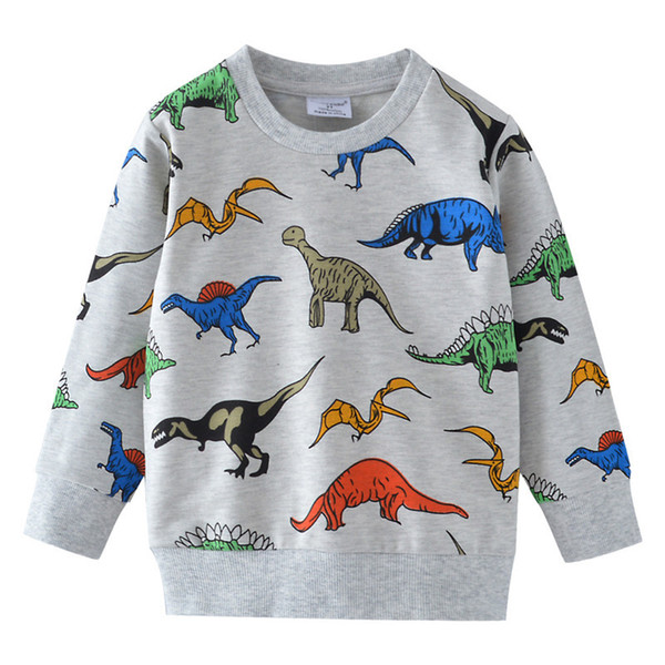 Boys T Shirts Autumn Long Sleeve Tops Kids Dinosaur Appliques Cotton Sweatshirt Children Boys Shirts Clothing Boys Clothes T200229