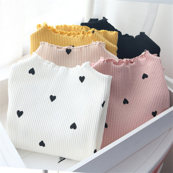 2018 New Winter Baby Girls Long-sleeved O-necked Love Heart T-shirt Bottoming Shirt Cotton Children's long-sleeved T-shirt