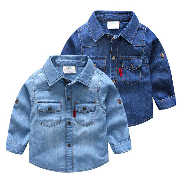 Boys Shirts Spring Autumn Casual Denim Shirt for Boys Kids Clothes 2-8 Y Toddler Baby Clothing Tops Fashion Long Sleeves Shirts