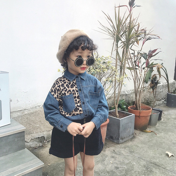 2020 Designer-Summer Baby Girls Clothes Fighting Leopard-Print Comfortable Denim Shirt Baby Girls Clothes Kids Clothing