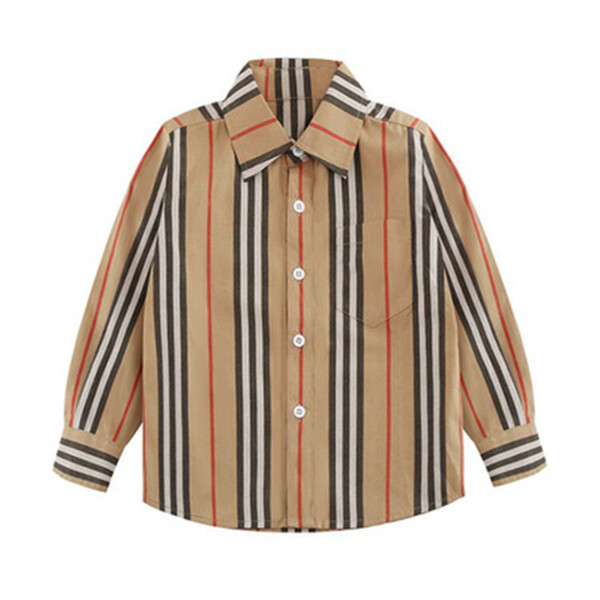 Children's Spring Autumn Wear Lapel Long Sleeve Jacket Classic Stripe Quality Undershirt For Boys Fashionable Boy's Shirt