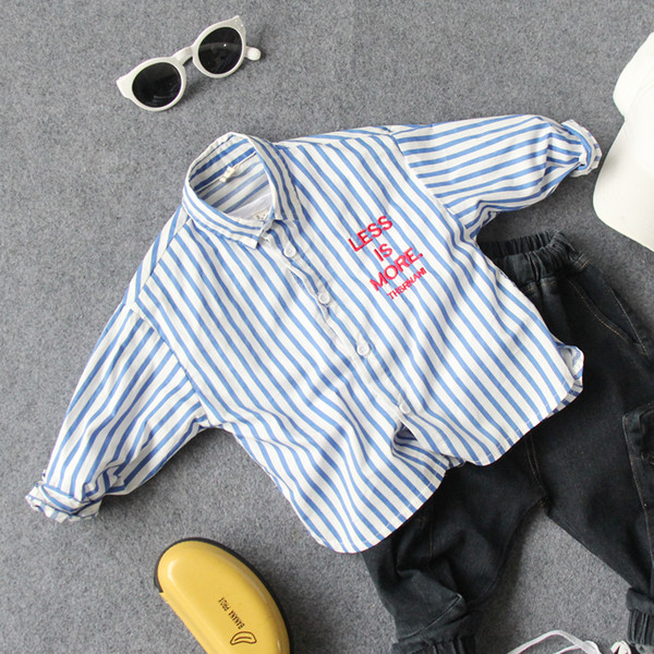 2-8Y new 2019 spring letter striped boys shirts boys cotton shirts clothing shirt long sleeve