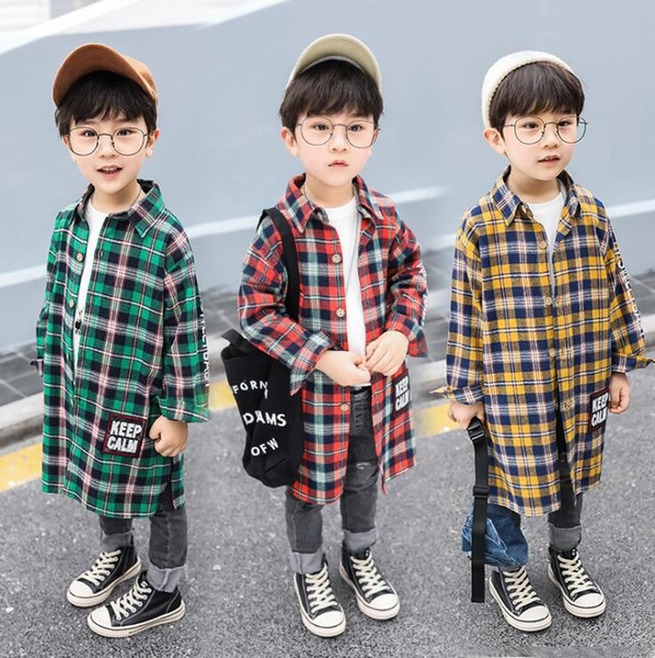 2019 Korean style boys plaid shirt fashion spring cotton boys top 2-7t A808