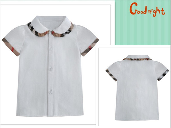 2020 New Lovely Girls Short Sleeve Shirts Summer Kids Turn-Down Collar Plaid Shirt Children Cotton Casual Shirts Baby Girl Tops