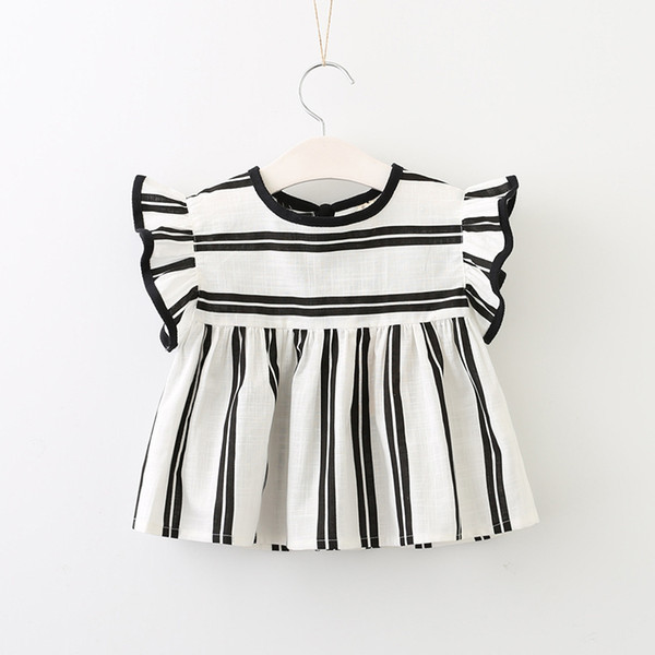 2020 New Summer Korean Striped Girl babies Shirts Cute Gilrs Striped Tops Fashion INS Style Factory wholesale