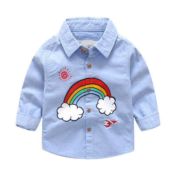 2018 New Arrival Enfant Boys Girls Shirts Cute Rainbow Pattern Cotton Children Clothes Long Sleeve Kids Blouses Boys Girls Shirt